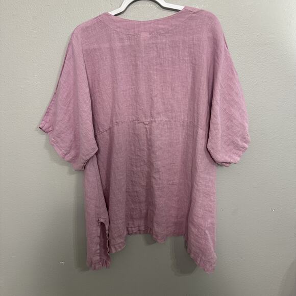 Match Point Linen Tunic Women’s Medium Lagenlook Artsy Mauve USA Vintage - Picture 4 of 9